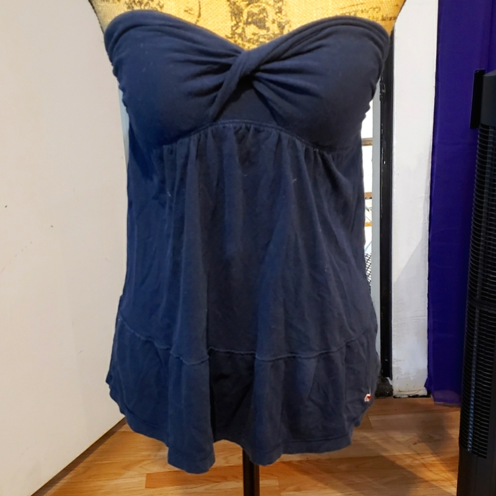 Navy Blue Strapless Hollister Top Medium